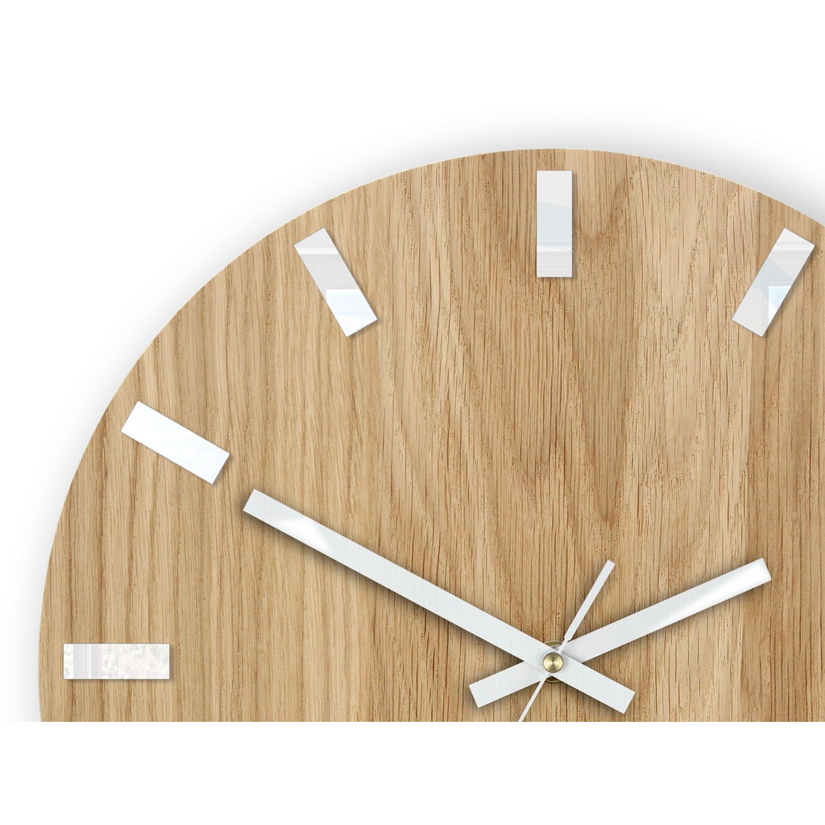 Ceasuri moderne din stejar SIMPLE - alb 33cm