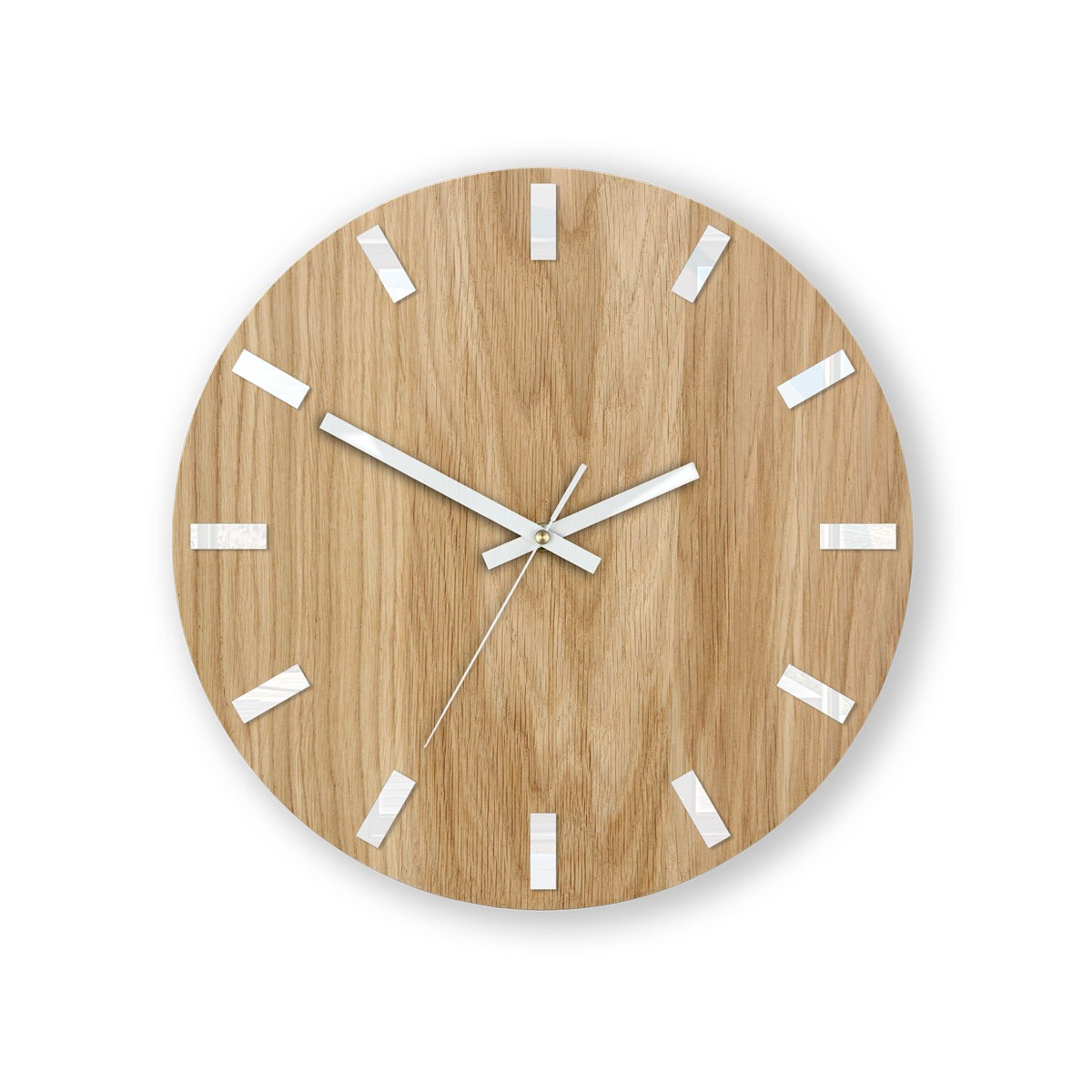 Ceasuri moderne din stejar SIMPLE - alb 33cm