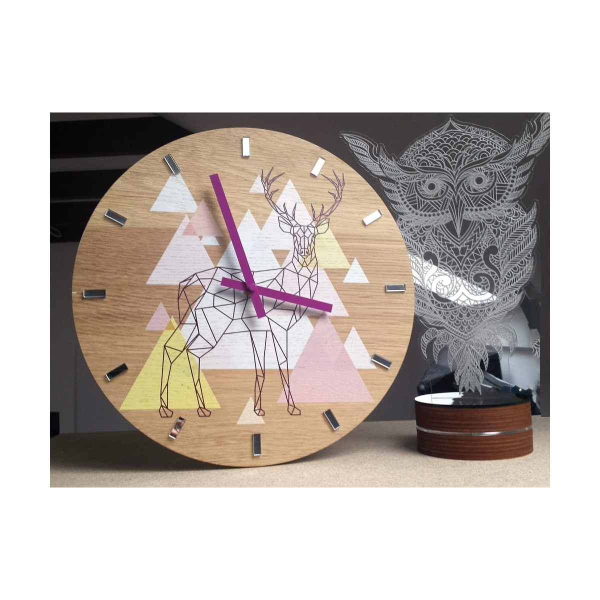 Ceas de perete mov cu cerb, 33 cm