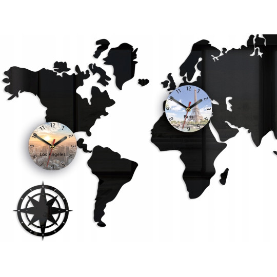 Ore de hartă a lumii 100x56 cm, 3 indicatoare de timp