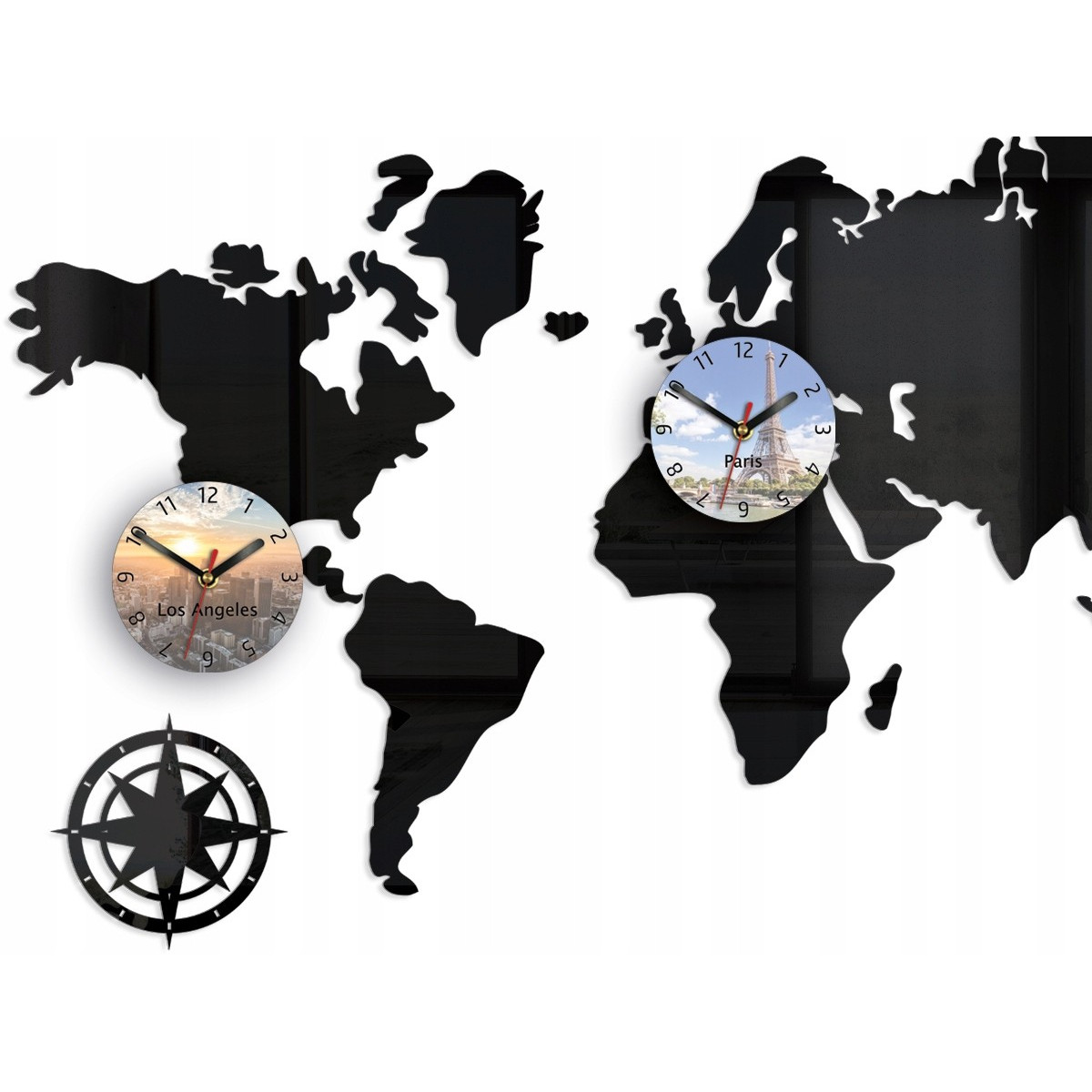 Ore de hartă a lumii 100x56 cm, 3 indicatoare de timp