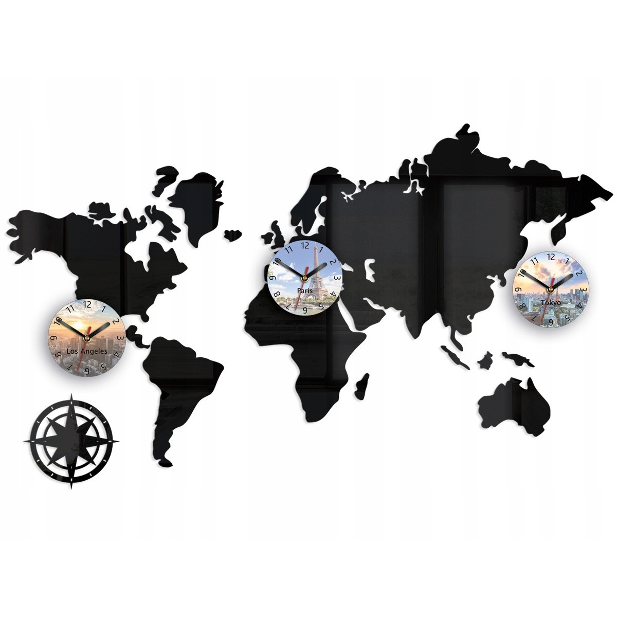 Ore de hartă a lumii 100x56 cm, 3 indicatoare de timp