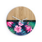 Ceasuri de perete din lemn Flori roz 33 cm