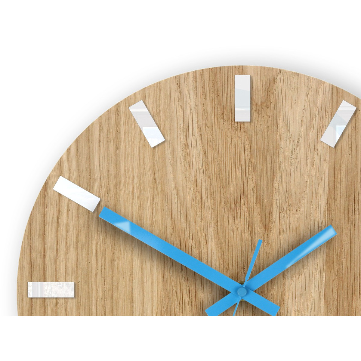 Ceasuri moderne din stejar SIMPLE - alb/albastru 33cm