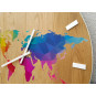 Ceas de perete din lemn cu hartă colorată a lumii de 60 cm