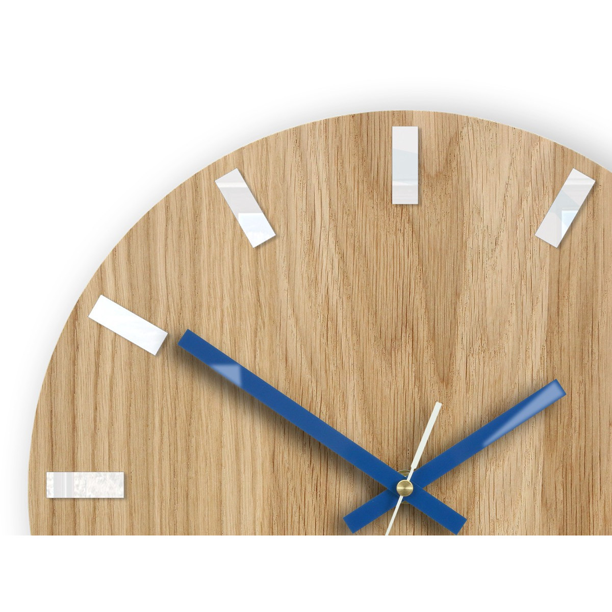Ceasuri moderne din stejar SIMPLE - alb/albastru închis 33cm