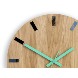 Ceasuri moderne din stejar SIMPLE - mentă 33cm