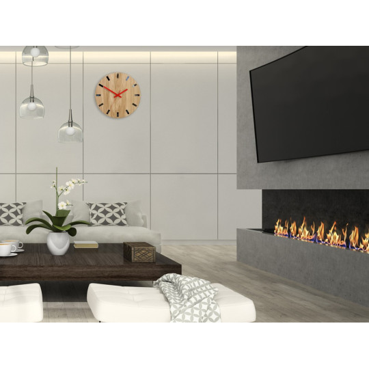 Ceasuri moderne din stejar SIMPLE - negru/roșu 33cm