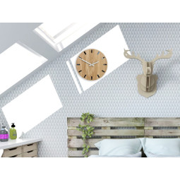 Ceasuri moderne din stejar SIMPLE - negru/alb 33cm