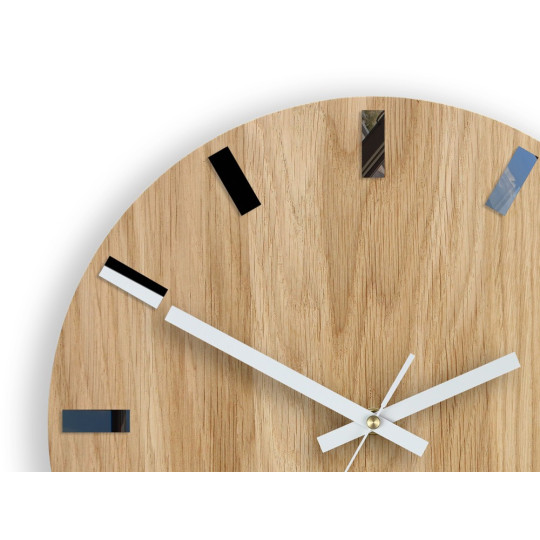 Ceasuri moderne din stejar SIMPLE - negru/alb 33cm