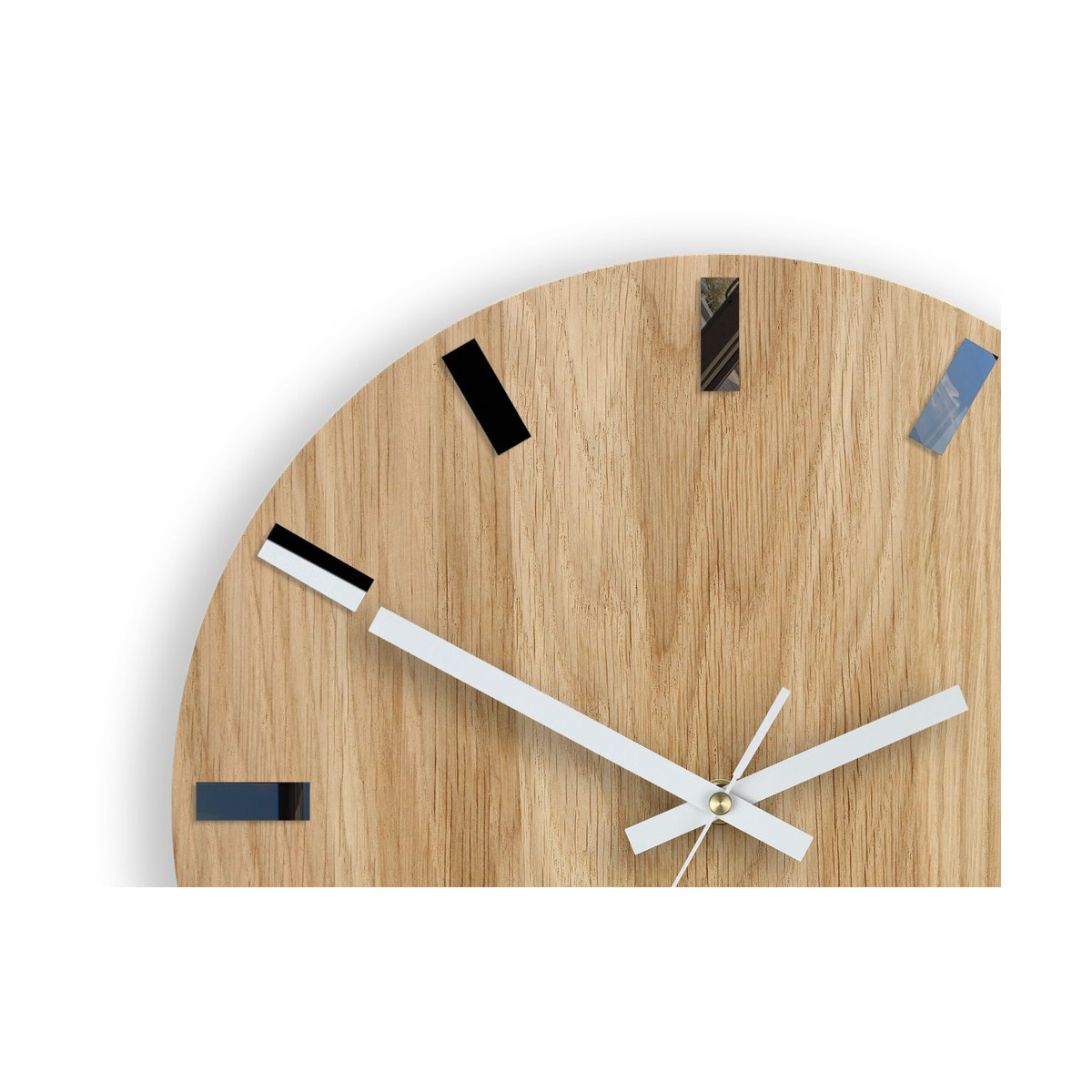 Ceasuri moderne din stejar SIMPLE - negru/alb 33cm