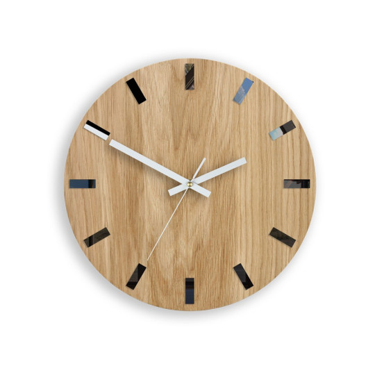 Ceasuri moderne din stejar SIMPLE - negru/alb 33cm