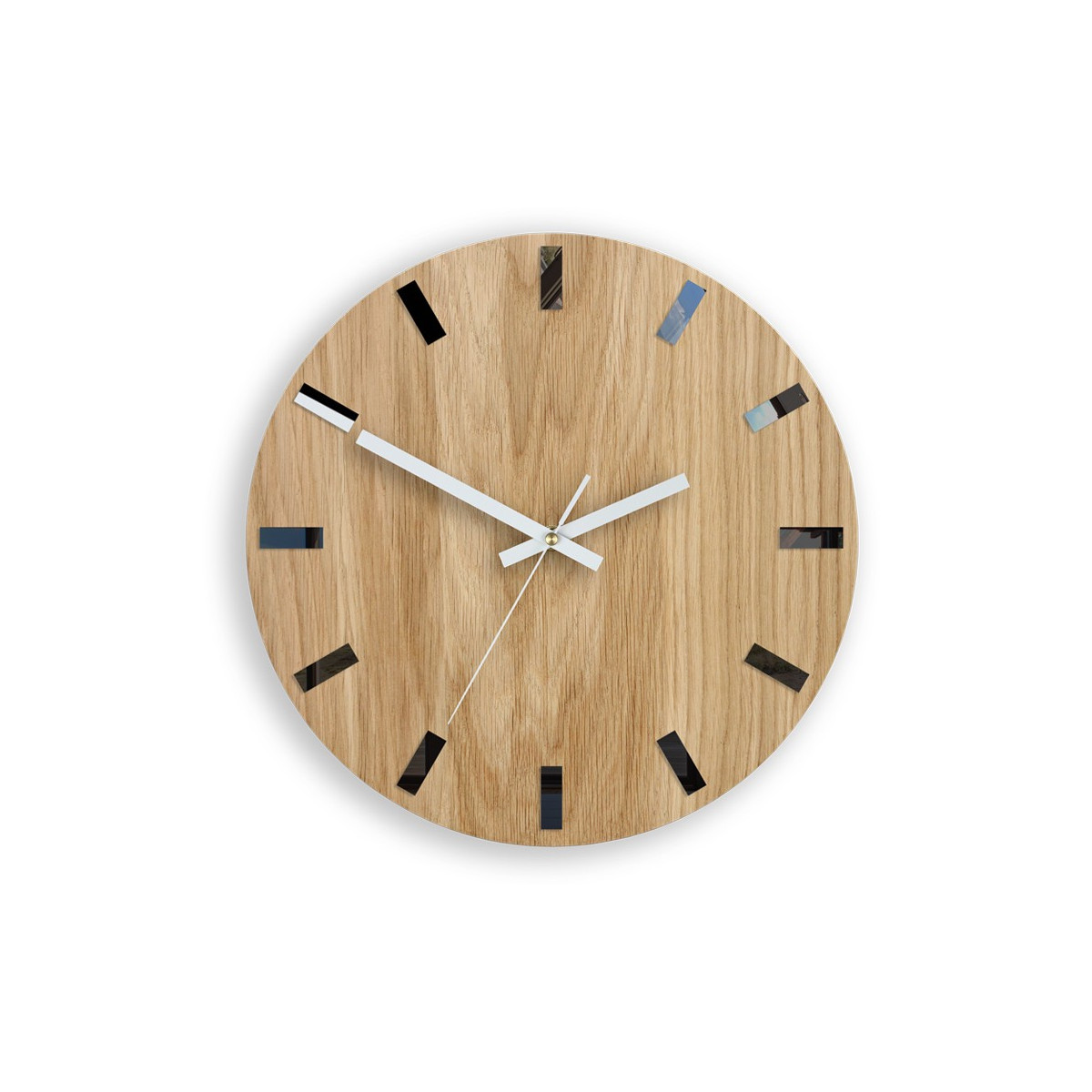 Ceasuri moderne din stejar SIMPLE - negru/alb 33cm