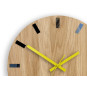 Ceasuri moderne din stejar SIMPLE - negru/galben 33cm