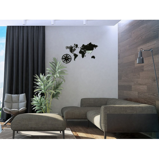 Ceas de perete ultra-silențios cu hartă a lumii