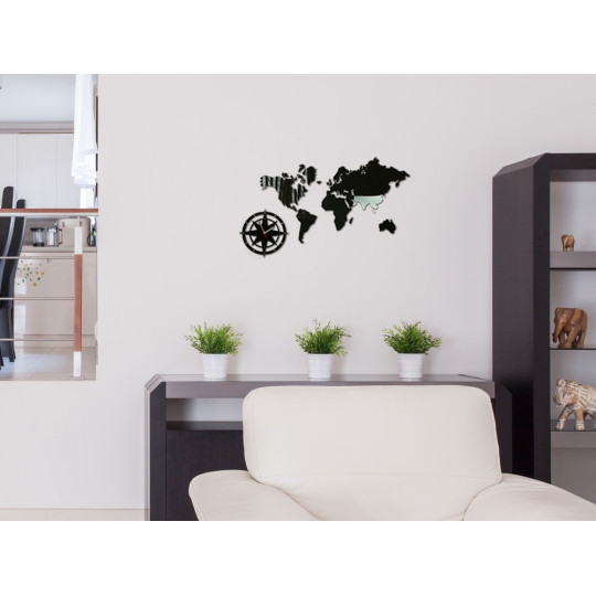 Ceas de perete ultra-silențios cu hartă a lumii