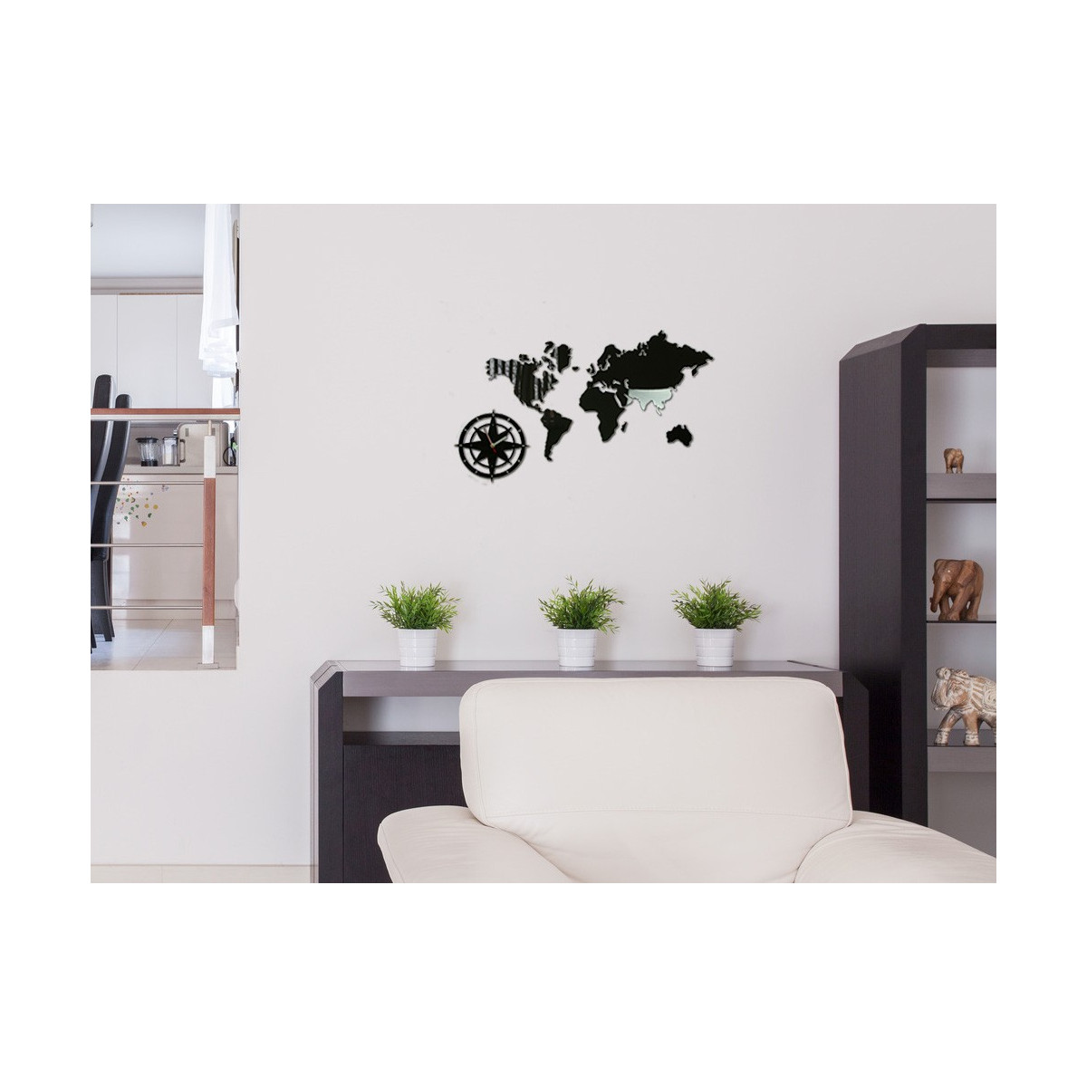 Ceas de perete ultra-silențios cu hartă a lumii