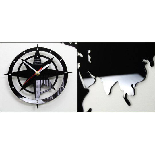 Ceas de perete ultra-silențios cu hartă a lumii