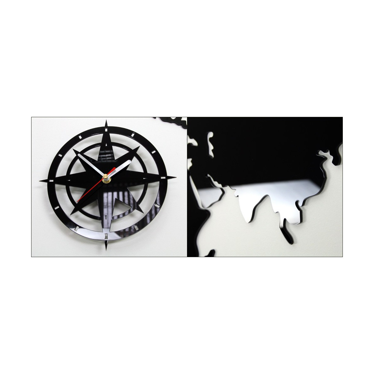 Ceas de perete ultra-silențios cu hartă a lumii