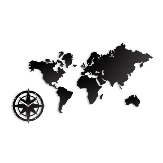 Ceas de perete ultra-silențios cu hartă a lumii