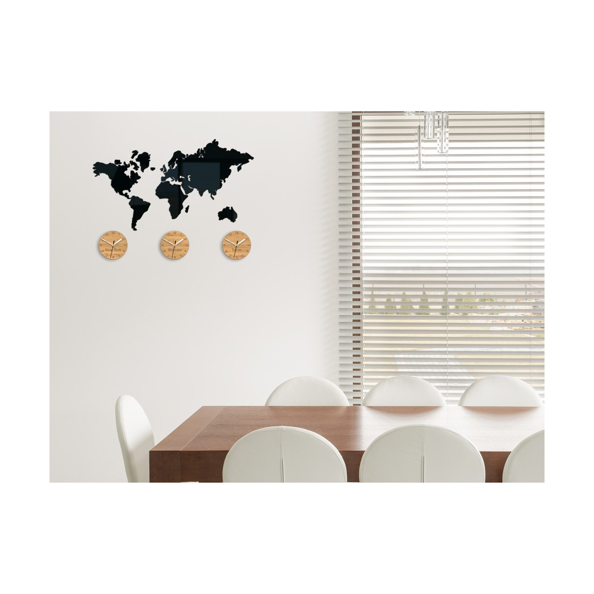 Ceasuri de perete 3D pentru birou, hartă a lumii în culoarea neagră.