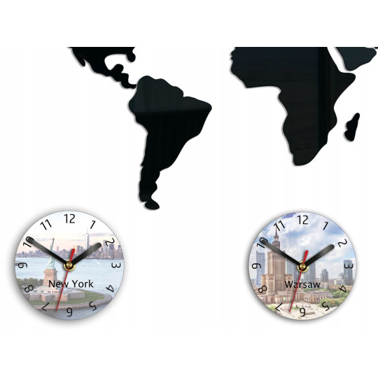 Ceas de perete pentru living cu model al hărții mondiale 70x51 cm