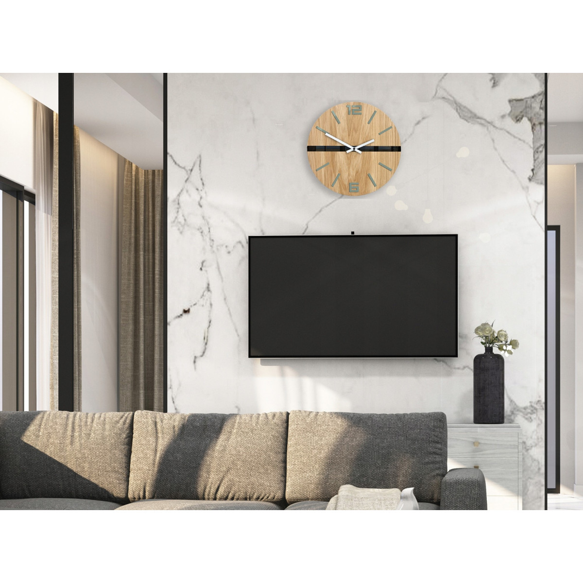 Ceas de perete din stejar ANDROID 33cm