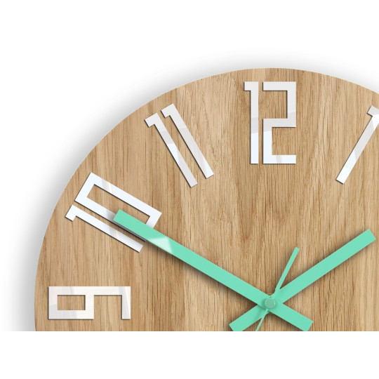 Ceas de perete din stejar SLIM mint 33cm