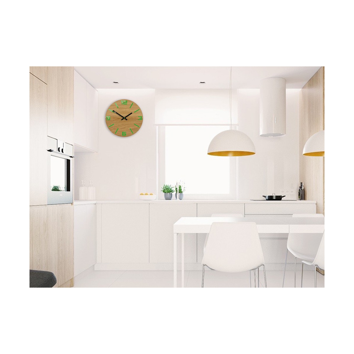 Ceasuri din lemn clasice ARABIC - verde 33cm