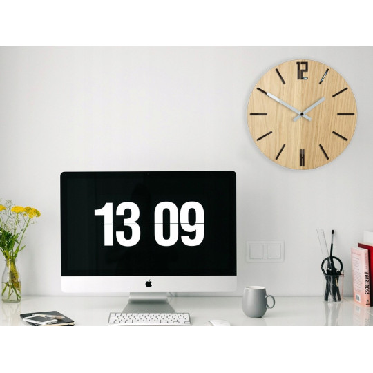 Ceasuri moderne din stejar CARLO - negru 33cm