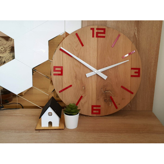 Ceas de perete Rustic Dub Roșu 49cm