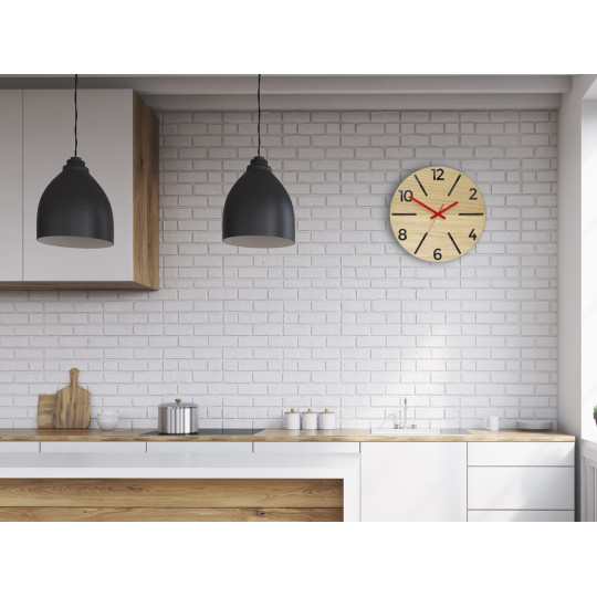 Ceas de perete modern din stejar AKSEL 33 cm