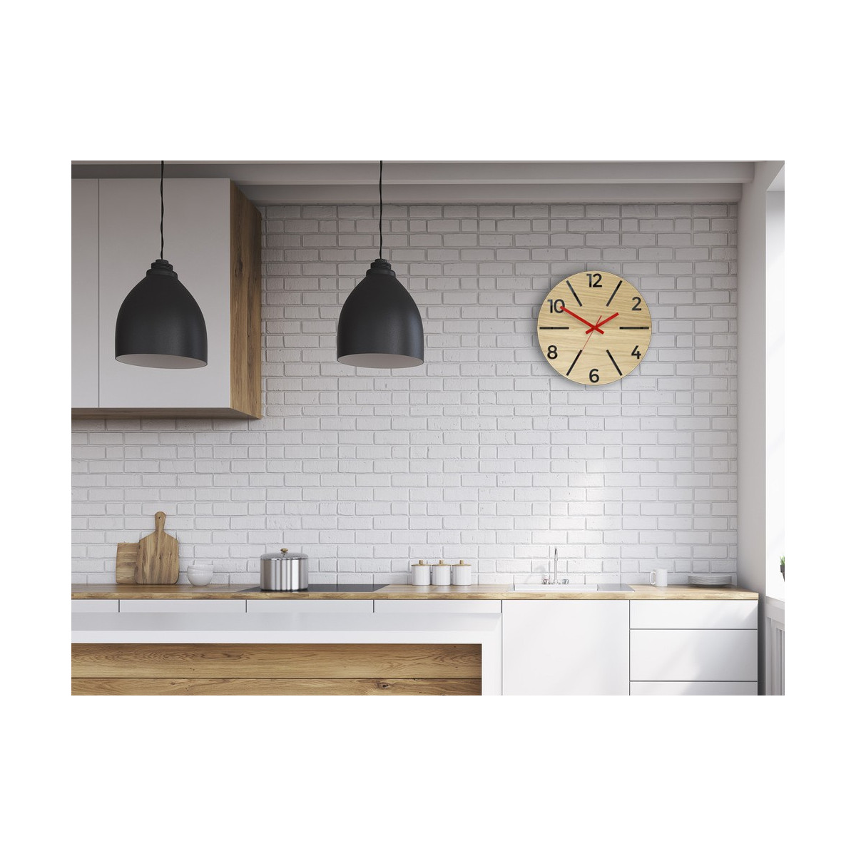 Ceas de perete modern din stejar AKSEL 33 cm