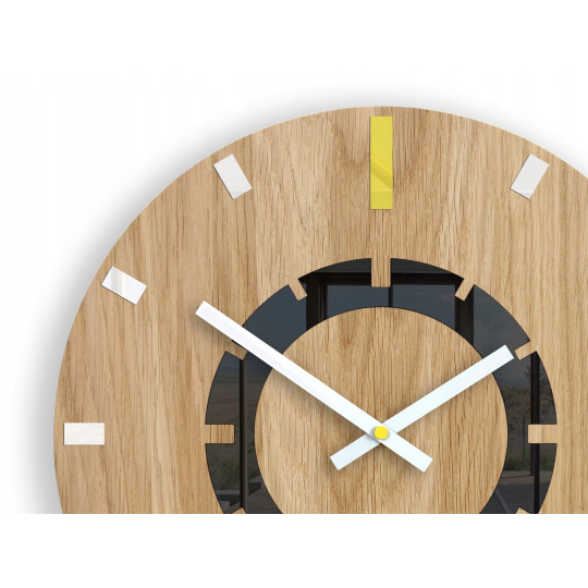 Ceas de perete modern din stejar ATENA 33 cm