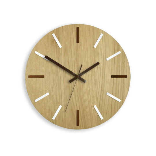 Ceas de perete modern din stejar SOLO 33 cm
