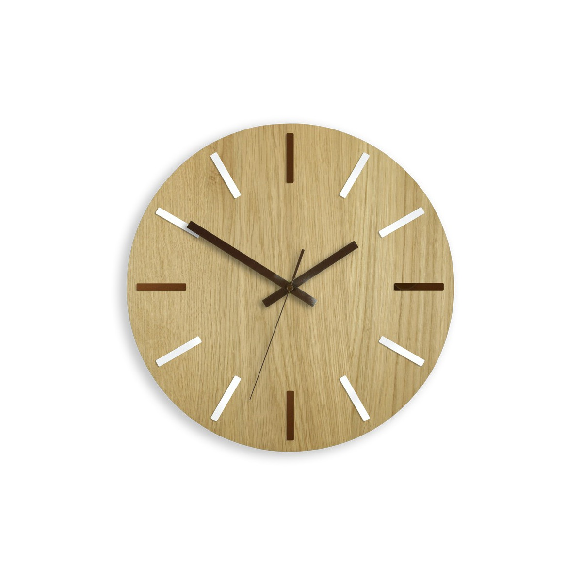 Ceas de perete modern din stejar SOLO 33 cm