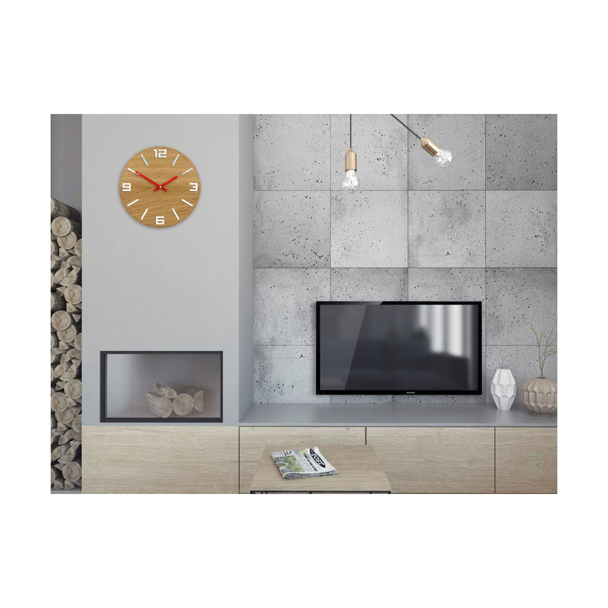 Ceas de perete din stejar de calitate ARABIC 33 cm