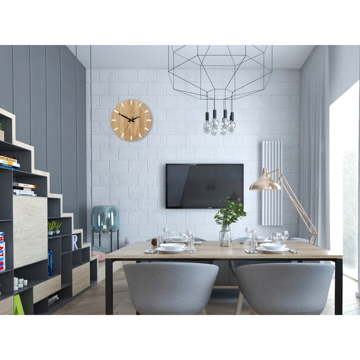 Ceas de perete SIMPLE de calitate - alb/negru 33 cm