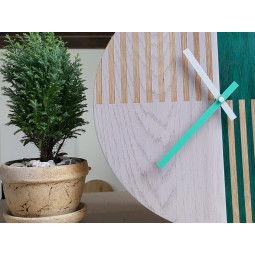 Ceas de perete din stejar, dungi albastre 33 cm