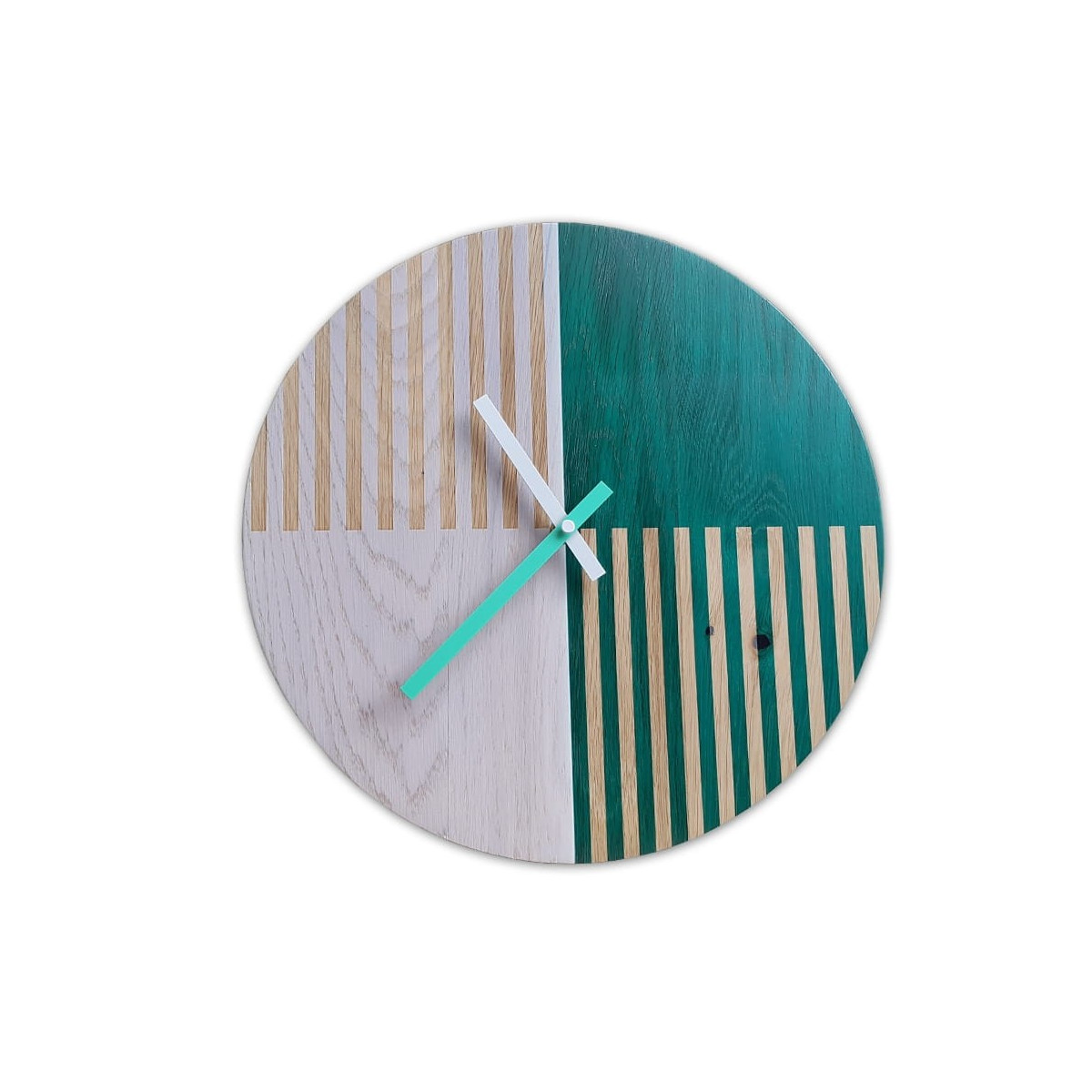 Ceas de perete din stejar, dungi albastre 33 cm