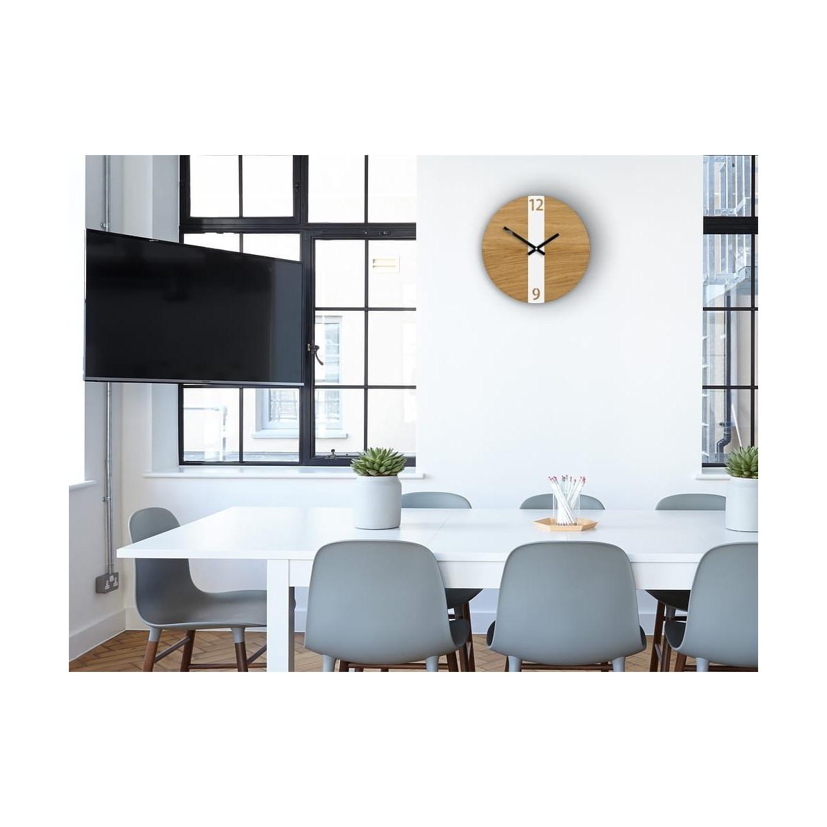 Ceas de perete Dub Strip White 33,5 cm