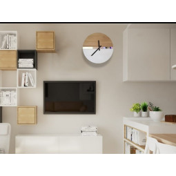 Ceas de perete din stejar cu oglindă, 33 cm