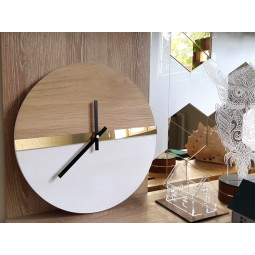 Ceas de perete din stejar cu oglindă, 33 cm