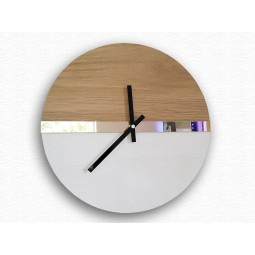 Ceas de perete din stejar cu oglindă, 33 cm