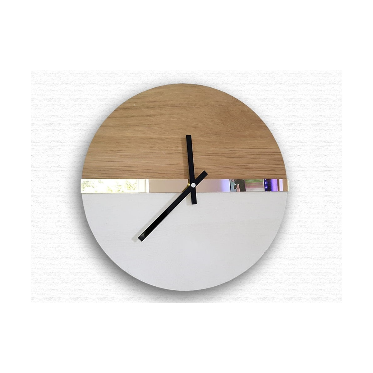 Ceas de perete din stejar cu oglindă, 33 cm