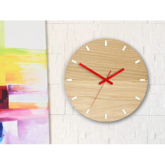 Ceas de perete din lemn Solo Roșu & Alb 33 cm