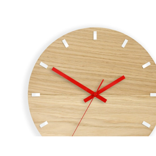 Ceas de perete din lemn Solo Roșu & Alb 33 cm