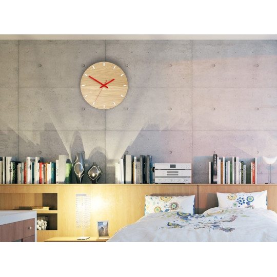 Ceas de perete din lemn Solo Roșu & Alb 33 cm