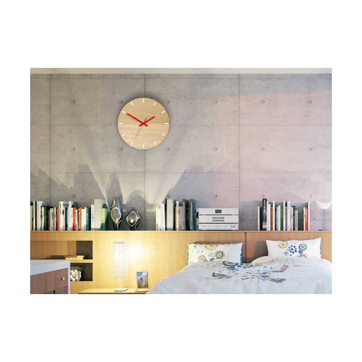 Ceas de perete din lemn Solo Roșu & Alb 33 cm