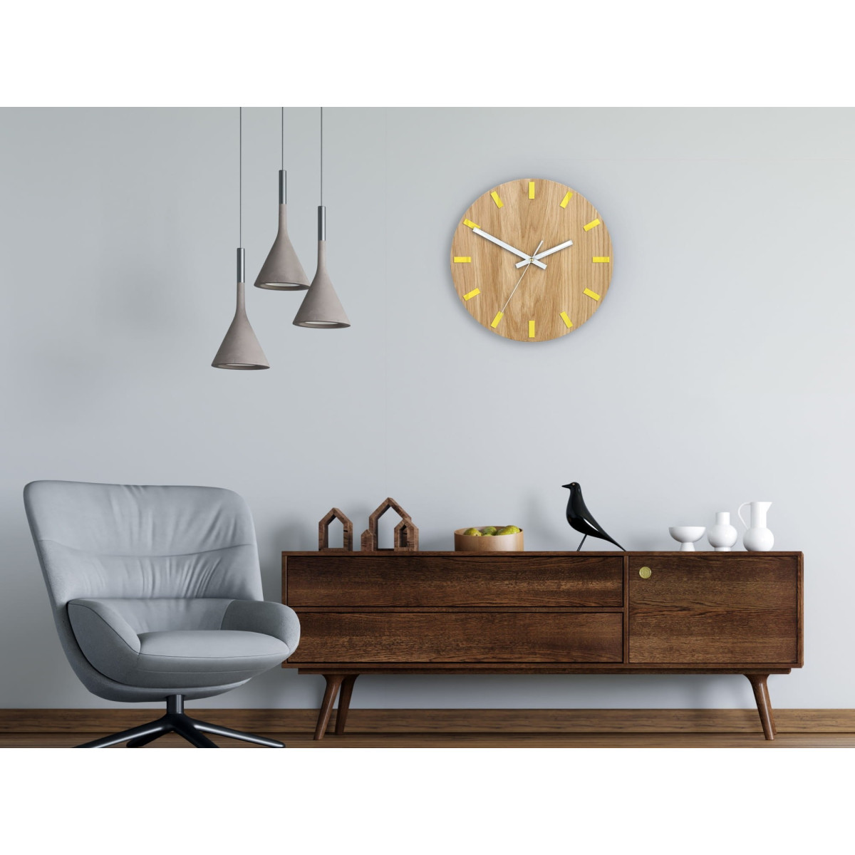 Ceas de perete galben simplu 33 cm